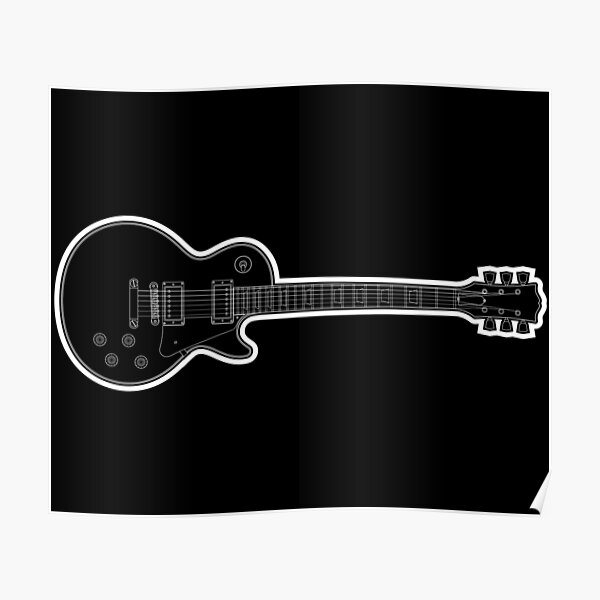 Gibson Les Paul Full Body Electric Guitar Line Drawing Poster By Killerriffs Redbubble 6292