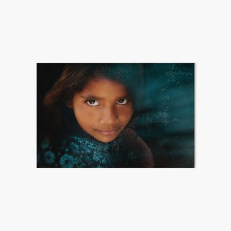 the girl with blue flowers on her dress Art Board Print