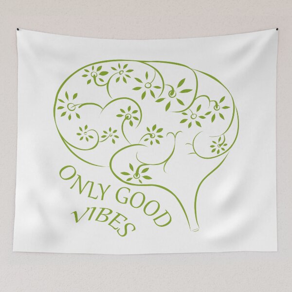 Item preview, Only good vibes. Green brain with quote designed and sold by evk-art.
