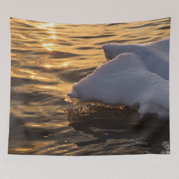 Item preview, Icy Gold and Silk - Luminous Icicles Reflected on Glossy Water designed and sold by Georgia Mizuleva.