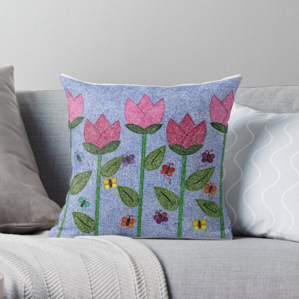 Tulip Garden Throw Pillow