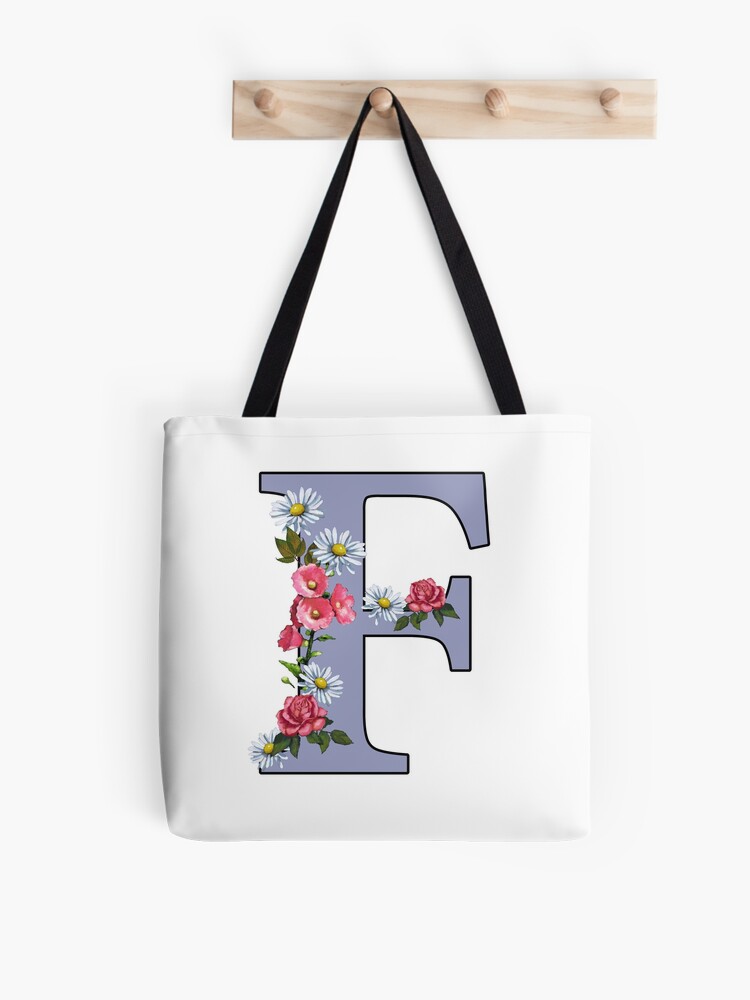Bolsa de tela «F inicial, letra, F, monograma, alfabeto, flor arte, letra decorada» de | Redbubble