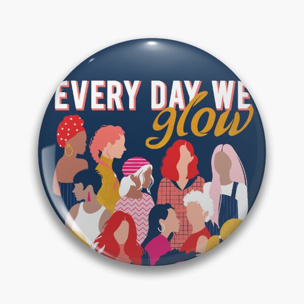 Item preview, Every day we glow International Women's Day// midnight navy blue background pastel and fuchsia pink coral vivid red and gold humans  designed and sold by SelmaCardoso.