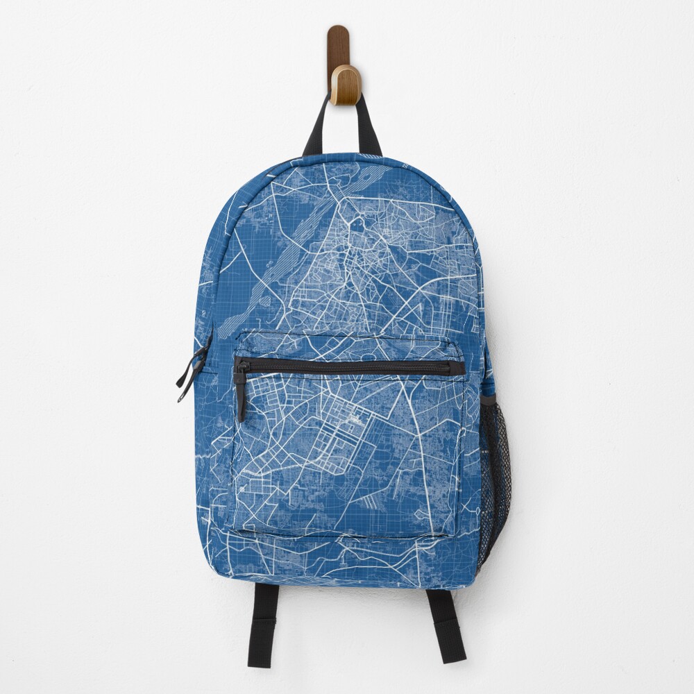"Lahore City Map of Punjab, Pakistan Blueprint" Backpack for Sale by