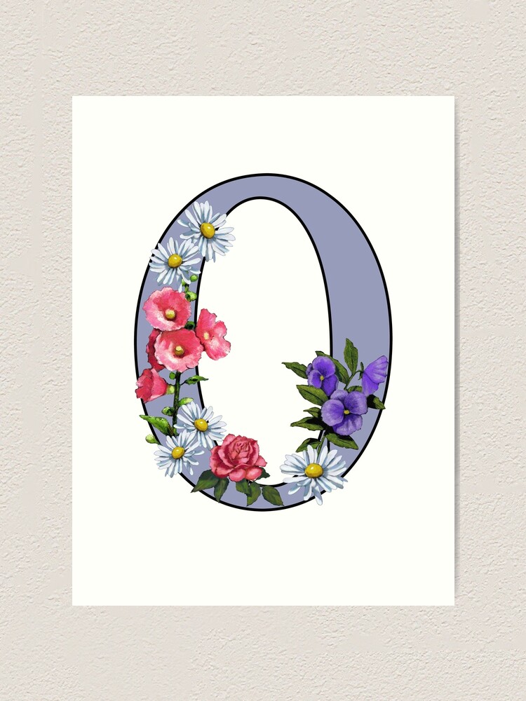 Lámina artística «Letra inicial, letra, O, monograma, alfabeto, flor