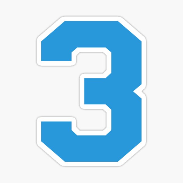 "Number 3, Blue three, Sports number 3" Sticker for Sale by