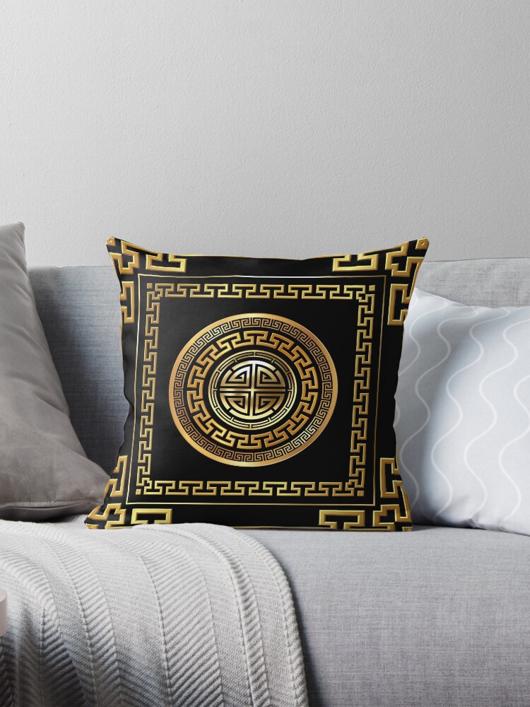 Greek Key Meander Black Gold Large