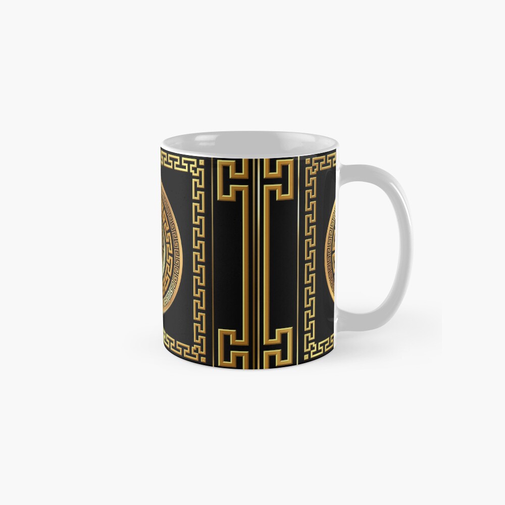Greek Key Meander Black Gold Large Apron