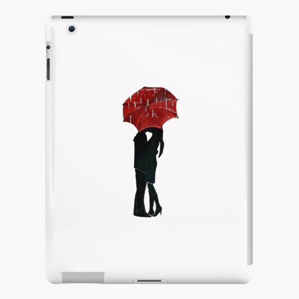 Valentines Day Romantic couple art design drawing under umbrella, boyfriend  and girlfriend, funny, heart, gift ideas for him, for her iPad Case & Skin  for Sale by expresivedesign