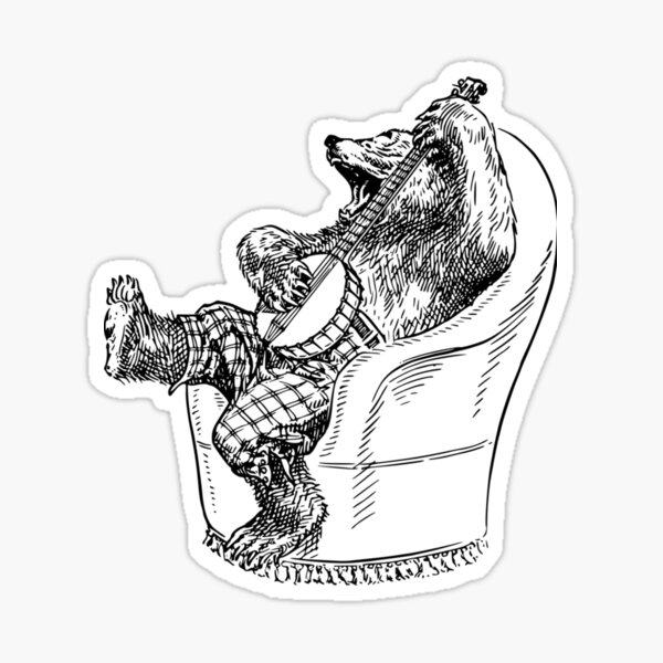 Vista previa del artículo con la obra «oso banjo», diseñado y vendido por MyLittleBow.