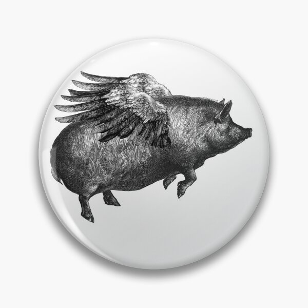 Item preview, Pig with wings in black and white (black and white) designed and sold by Madame Memento.