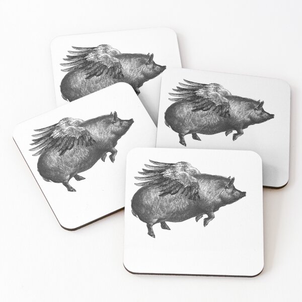 Item preview, Pig with wings in black and white (black and white) designed and sold by Madame Memento.