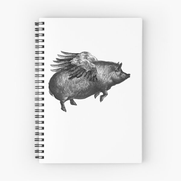 Item preview, Pig with wings in black and white (black and white) designed and sold by Madame Memento.