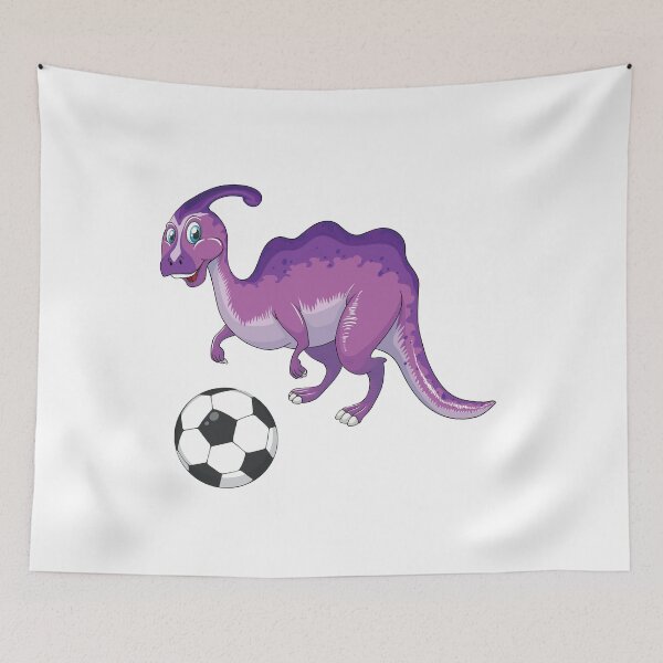 Artikelvorschau, Dinosaurier, der Fußball spielt, lustige gute lila Dinosaurier-Fußball-Liebhaber-Fußball-Kunst entworfen und verkauft von pedrored369.