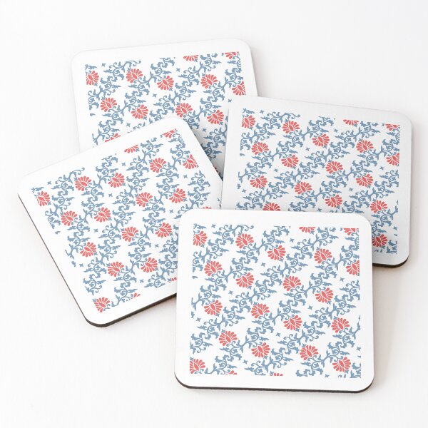 Item preview, Retro floral pattern. Hot pink and dusty blue designed and sold by i-cottagedesign.