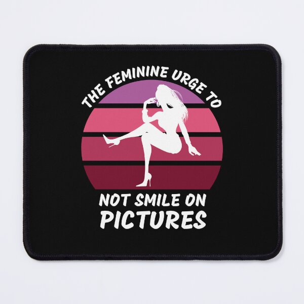 Item preview, The Feminine Urge To Not Smile On Pictures Pink Retro Sunset In Black designed and sold by LuckyKermit.