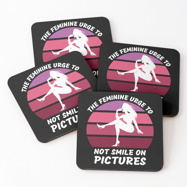 Item preview, The Feminine Urge To Not Smile On Pictures Pink Retro Sunset In Black designed and sold by LuckyKermit.