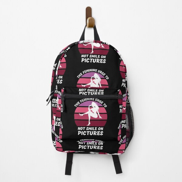 Item preview, The Feminine Urge To Not Smile On Pictures Pink Retro Sunset In Black designed and sold by LuckyKermit.