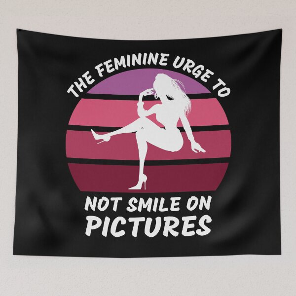 Item preview, The Feminine Urge To Not Smile On Pictures Pink Retro Sunset In Black designed and sold by LuckyKermit.