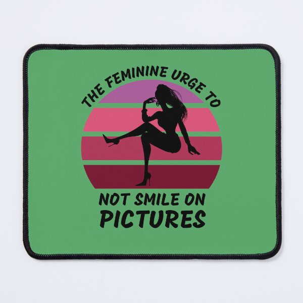 Item preview, The Feminine Urge To Not Smile On Pictures Pink Retro Sunset In Green designed and sold by LuckyKermit.