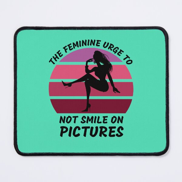 Item preview, The Feminine Urge To Not Smile On Pictures Pink Retro Sunset In Blue designed and sold by LuckyKermit.