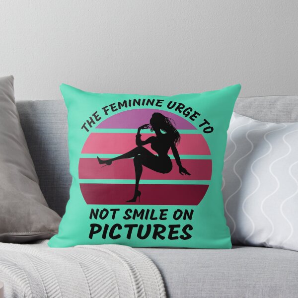 Item preview, The Feminine Urge To Not Smile On Pictures Pink Retro Sunset In Blue designed and sold by LuckyKermit.