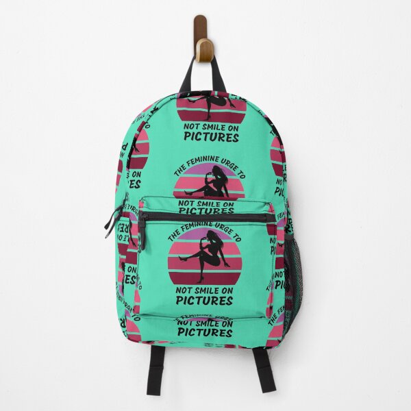 Item preview, The Feminine Urge To Not Smile On Pictures Pink Retro Sunset In Blue designed and sold by LuckyKermit.