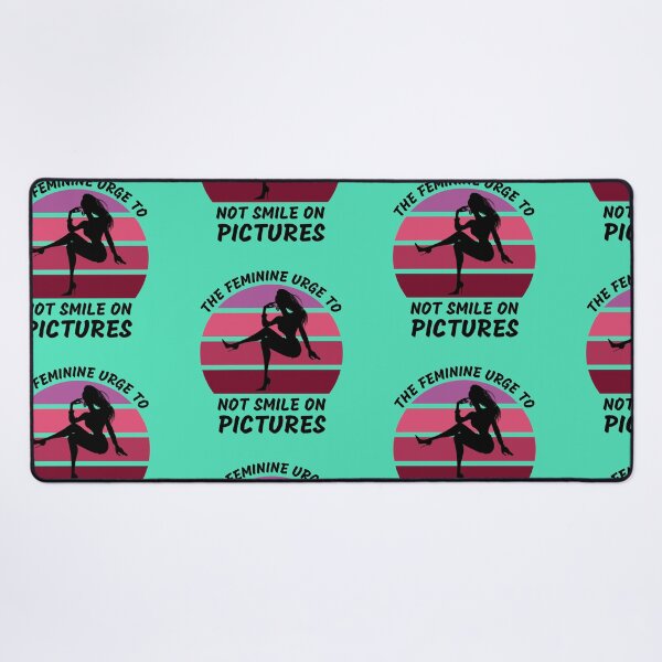 Item preview, The Feminine Urge To Not Smile On Pictures Pink Retro Sunset In Blue designed and sold by LuckyKermit.