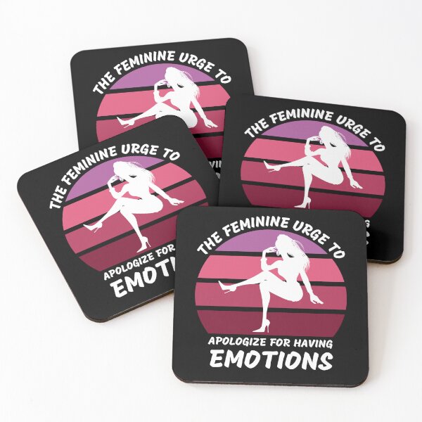 Item preview, The Feminine Urge To Apologize For Having Emotions Pink Retro Sunset In Black designed and sold by LuckyKermit.