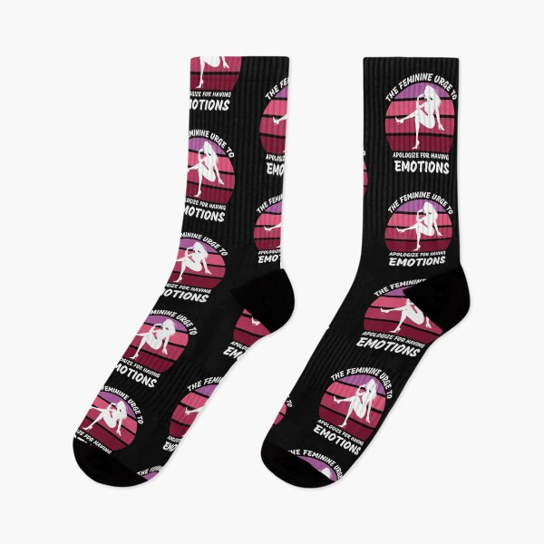 Item preview, The Feminine Urge To Apologize For Having Emotions Pink Retro Sunset In Black designed and sold by LuckyKermit.