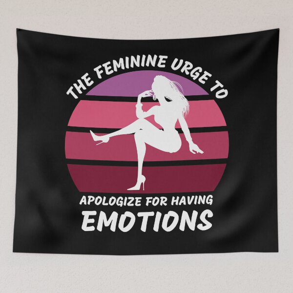 Item preview, The Feminine Urge To Apologize For Having Emotions Pink Retro Sunset In Black designed and sold by LuckyKermit.