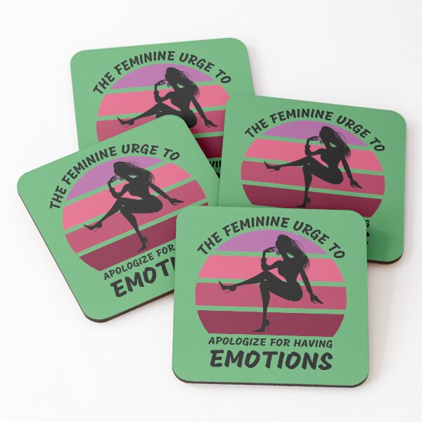 Item preview, The Feminine Urge To Apologize For Having Emotions Pink Retro Sunset In Green designed and sold by LuckyKermit.