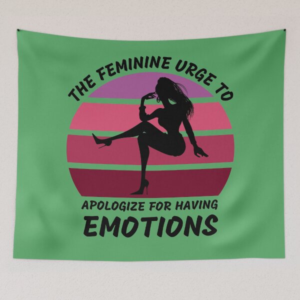 Item preview, The Feminine Urge To Apologize For Having Emotions Pink Retro Sunset In Green designed and sold by LuckyKermit.