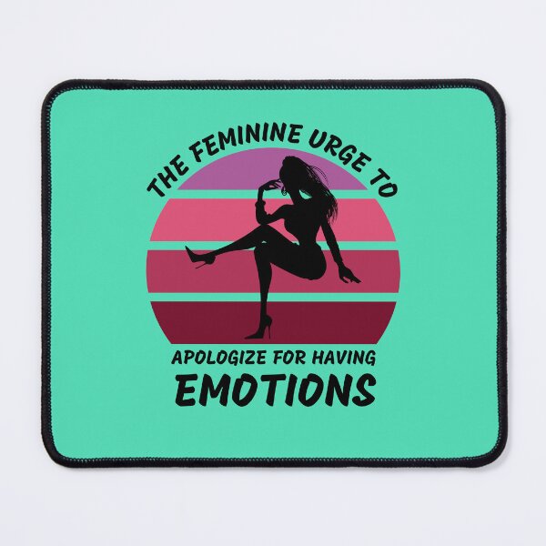Item preview, The Feminine Urge To Apologize For Having Emotions Pink Retro Sunset In Blue designed and sold by LuckyKermit.