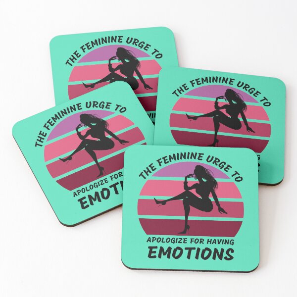 Item preview, The Feminine Urge To Apologize For Having Emotions Pink Retro Sunset In Blue designed and sold by LuckyKermit.