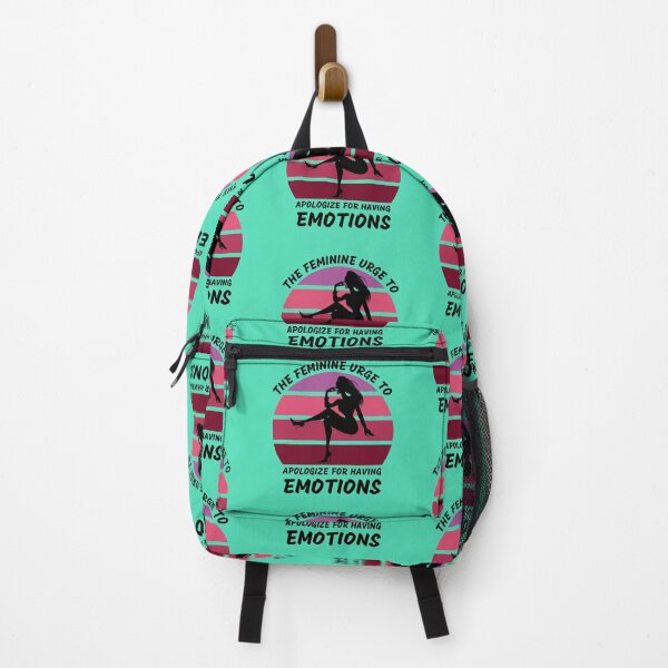 Item preview, The Feminine Urge To Apologize For Having Emotions Pink Retro Sunset In Blue designed and sold by LuckyKermit.