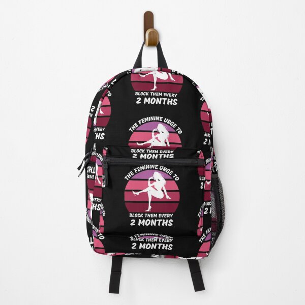 Item preview, The Feminine Urge To Block Them Every 2 Months Pink Retro Sunset In Black designed and sold by LuckyKermit.