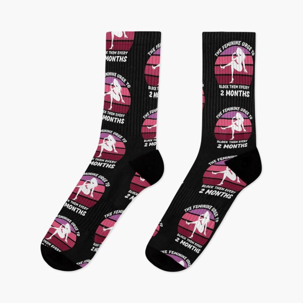 Item preview, The Feminine Urge To Block Them Every 2 Months Pink Retro Sunset In Black designed and sold by LuckyKermit.