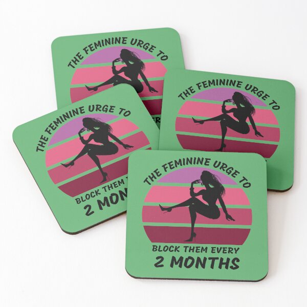 Item preview, The Feminine Urge To Block Them Every 2 Months Pink Retro Sunset In Green designed and sold by LuckyKermit.