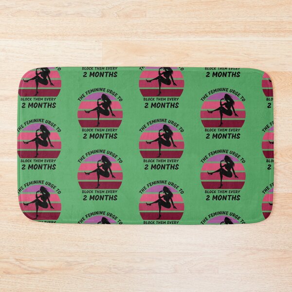 Item preview, The Feminine Urge To Block Them Every 2 Months Pink Retro Sunset In Green designed and sold by LuckyKermit.