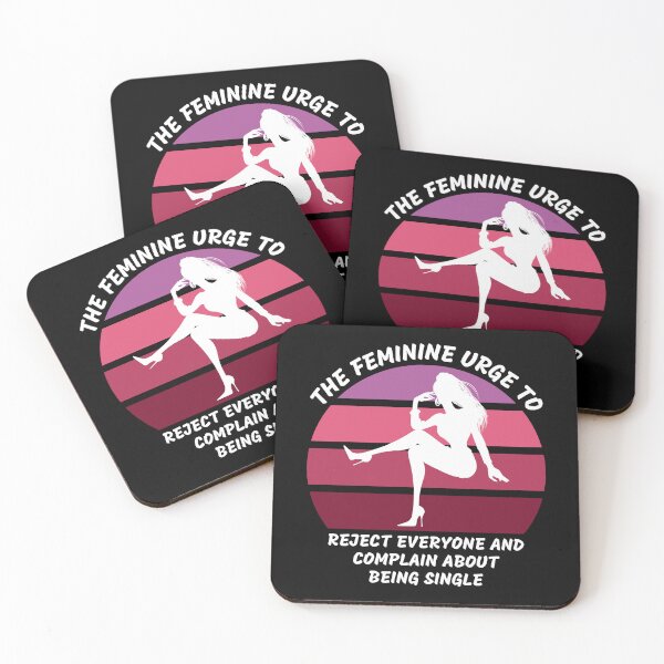 Item preview, The Feminine Urge To Reject Everyone And Complain About Being Single Pink Retro Sunset In Black designed and sold by LuckyKermit.