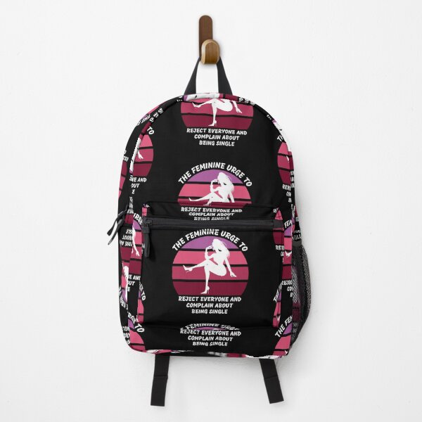 Item preview, The Feminine Urge To Reject Everyone And Complain About Being Single Pink Retro Sunset In Black designed and sold by LuckyKermit.