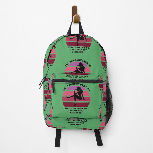Item preview, The Feminine Urge To Reject Everyone And Complain About Being Single Pink Retro Sunset In Green designed and sold by LuckyKermit.