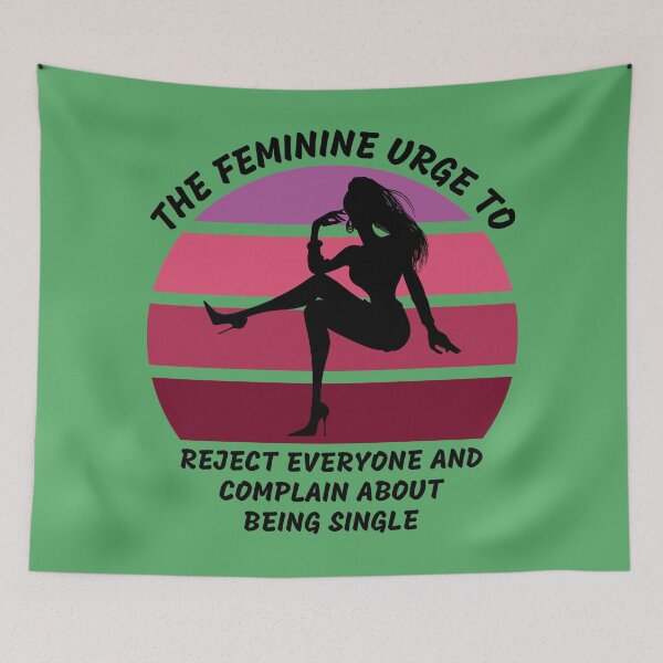 Item preview, The Feminine Urge To Reject Everyone And Complain About Being Single Pink Retro Sunset In Green designed and sold by LuckyKermit.