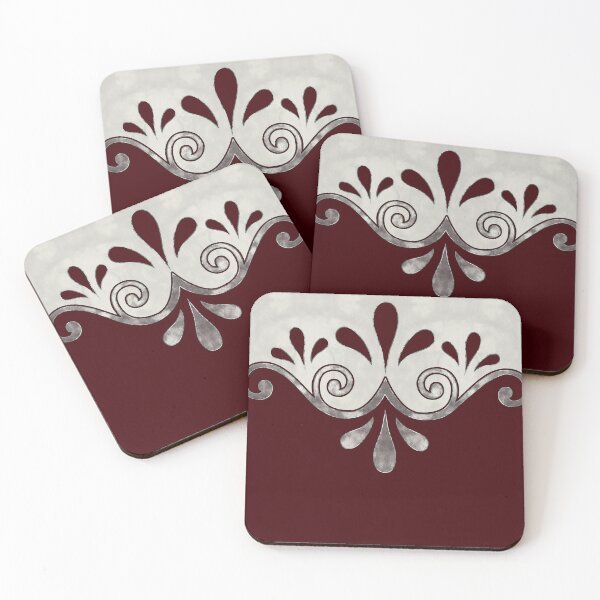 Artikelvorschau, Abstract ornamental shape in burgundy and silver entworfen und verkauft von Svitac.