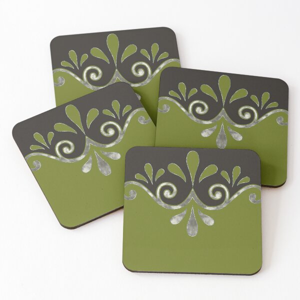 Artikelvorschau, Abstract ornamental shape in olive green, brown and silver entworfen und verkauft von Svitac.