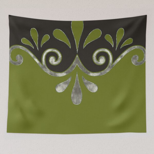 Aperçu de l'œuvre Abstract ornamental shape in olive green, brown and silver créée et vendue par Svitac.