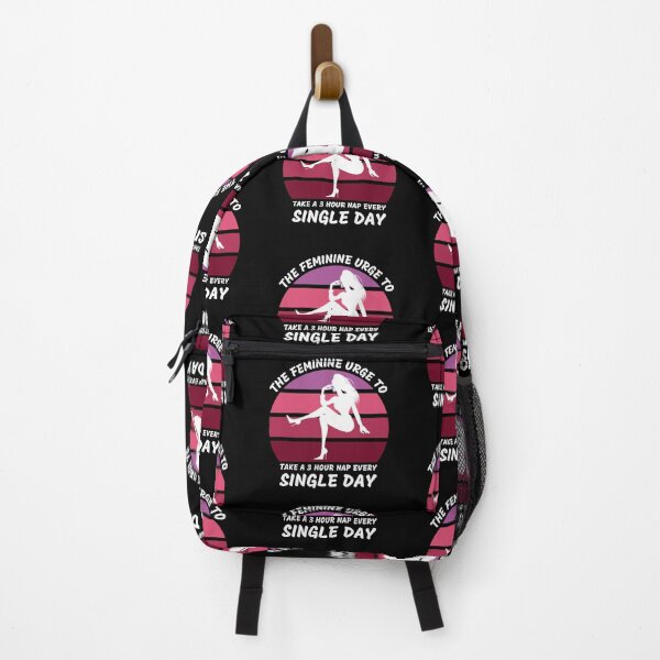 Item preview, The Feminine Urge To Take A 3 Hour Nap Every Day Pink Retro Sunset In Black designed and sold by LuckyKermit.