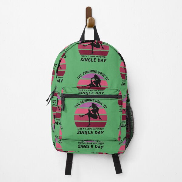 Item preview, The Feminine Urge To Take A 3 Hour Nap Every Day Pink Retro Sunset In Green designed and sold by LuckyKermit.