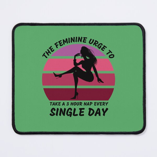 Item preview, The Feminine Urge To Take A 3 Hour Nap Every Day Pink Retro Sunset In Green designed and sold by LuckyKermit.